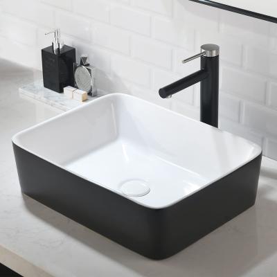 China Modern Luxury Minimalist Style Rectangular Vessel Sink With Pop Up Drain for sale