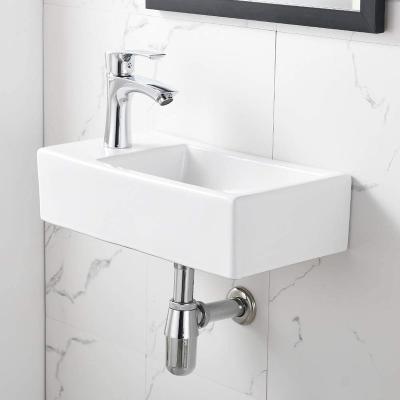 China Modern Wall Mounted Small Half Corner Sink Hand Wash Ceramic Sink for sale