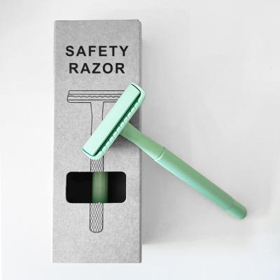 China High Quality Zero Waste Brass Handle Feminine Color Mint Eco-Friendly Ladies Shaving Double Edge Razor for sale