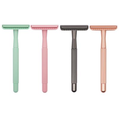 China Double Edge Custom Colors Classic Classic Double Edge Razor Metal Safety Handle Long Edge Blade Brass Metal Metal Double Shaving Razor for sale