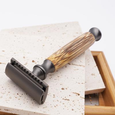 China Eco-Friendly High Quality Natural Bamboo Handle Twin Blade Shaving Razor Edge Safety Razor afeitar du navaja De le double for sale