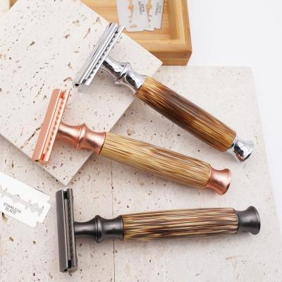 China Customized Germany eco-friendly quality logo metal classic bamboo razor double edge handle handle double edge safety razor for sale