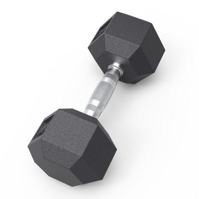 China Rubber Covered Dumbbell Cross Fit Weightlifting Dumbbells Home Gym Training Rubber Hex Dumbbell for sale