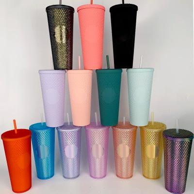 China Disposable Most Popular Hot Sale High Quality Coffee Cold Mug With Filter Reusable Cold Tumbler Pinnapple Matte Cup With Lid Straw for sale