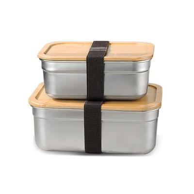 China Sustainable Eco-Friendly 304 Stainless Steel Airtight Reusable Metal Bento Food Storage Container Lunch Box With Lid for sale