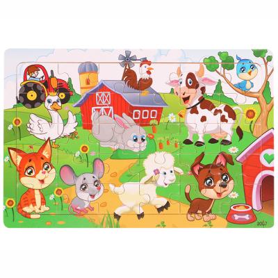 China Cartoon Toy Hot New 30 Piece Wooden Animal Puzzle For Kids Baby Learning Educational Toys for sale