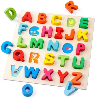 China DIY TOY Wooden Alphabet Puzzle Letters Peg Board Sorting Game Words ABC Learning Toy Gift for Toddler Baby Kids for sale