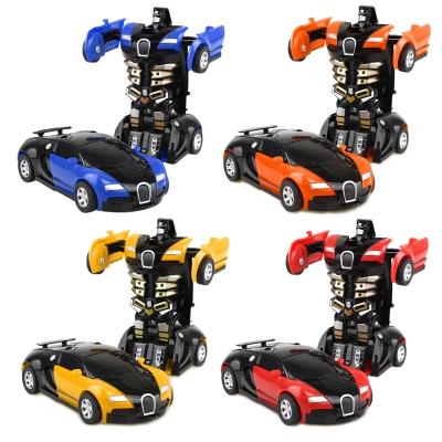 China New ABS One-Key Deformation Car Toys Automatic Transform Plastic Robot Model Car Funny Diecasts Toy for sale