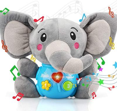 China Amazon Hot Selling Elephant Plush Elephant Light Up Music Elephant Plush Toy For Baby Sleeping Musical Toys for sale