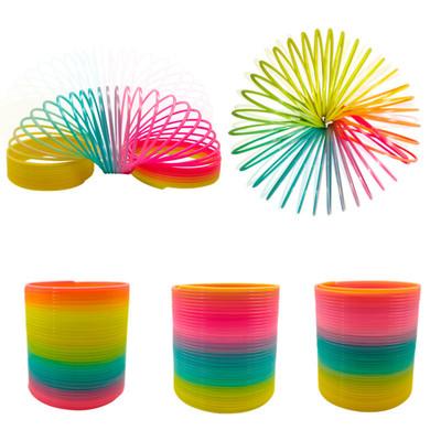 China Rainbow Spring Plastic Coil Educational Folding Magic Toys Children's Toys Creative Funny Early Development Circle Toys For Children for sale