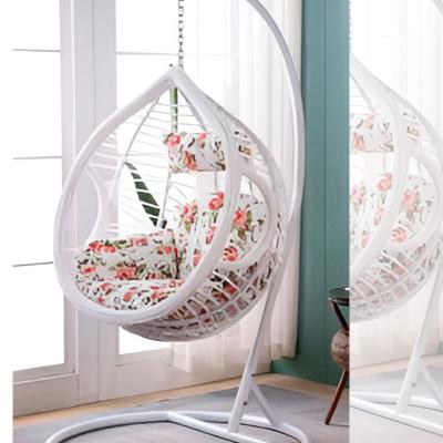 China Contemporary Patio / Indoor Swings Hanging Chair Swing Egg Chair with Stand Rattan Egg Chair Outdoor for sale