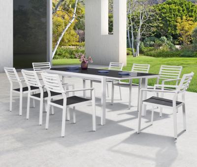 China 9 Pcs Modern Aluminum Expandable Outdoor Patio Garden Furniture Dining Set for sale