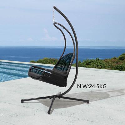 China Modern Outdoor Wicker Chair Swing Helicopter Swing Rattan Egg Chair Hanging Hammock with Stand for sale