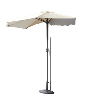 China Modern Patio Outdoor Steel Hanging Parasol 5 Half Ribs With Base Umbrella for sale