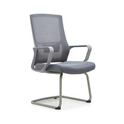 China Other 2021 Cheap Guangdong Factory Minimalism Armrest Office Visitor Meeting Chair Fixed Gray Color Tubular Base for sale