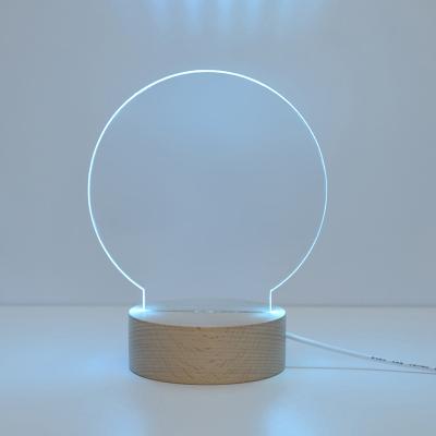 China Decoration Night Light Wooden Base LED 3D DIY Oval Warm White Acrylic Light Lamp for sale