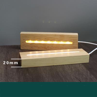 China Modern Creative Wooden Stand Rectangular 3D Illusion Acrylic Lamp Base for sale