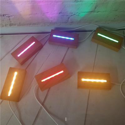 China Modern Wooden LED Base Lamp Rectangular Wooden Base For 3D Visual LED Night Light Base for sale