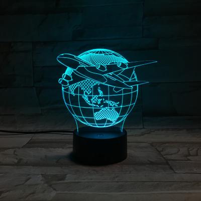 China Home Bedroom 3d Night Lamp With Sensor For 3d Decoration Airplane Light Table Lamp Acrylic Night Lights Illusion Lamps for sale