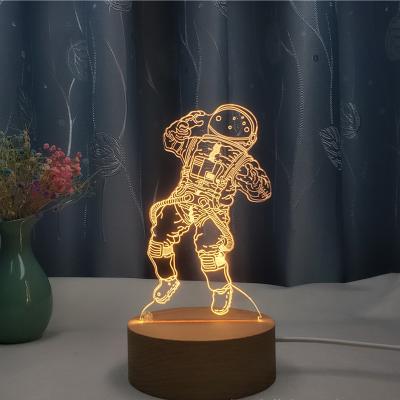 China Bedroom 3D Movie Model Illusion Led Astronaut 3D Acrylic Illusion OEM Base Light Lamps Acrylic Night Lights for sale