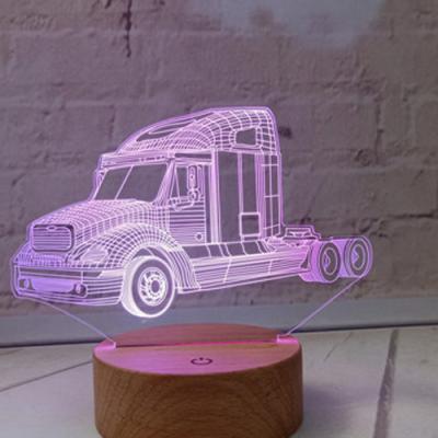 China Bedroom 3D Intelligence Big Truck LED Indoor Lighting Acrylic 3D Sleep Illusion Night Lights for sale