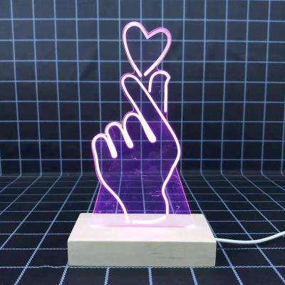 China New Neon Bedroom Lights Small Table Lamp Bedside Lamp Birthday Festival Children Decorate Acrylic 3D LED Night Lamps for sale