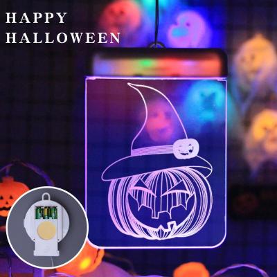 China Halloween 3D LED ON-OFF Acrylic Hanging Pendant Light Square Led Decorative Hanging Light Holiday Lights for sale