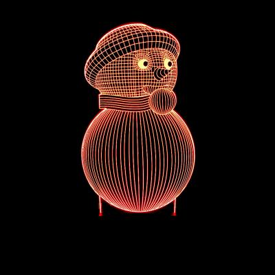 China Christmas Gift ON-OFF LED Lights With 3d Effect Illusion Night 3D Snowman Acrylic Lights for sale