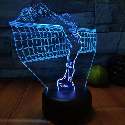 China Bedroom QunAng Colorful Touch Charging Stereo Sports 3D Volleyball LED Gift Light Lamp New Video Night Light for sale