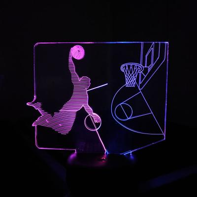 China Rechargeable Creative Colorful Touch LED Light Gift 3D Illusion Basketball Stereo Basketball Night Light Bedroom Light for sale