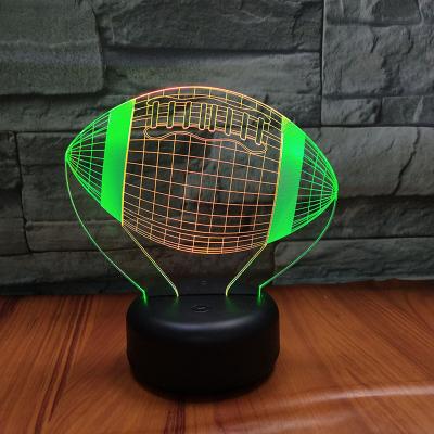 China Creative Colorful Decorative Bedroom Rugby Touch USB LED Gift Light 3D Illusion Night Lights for sale