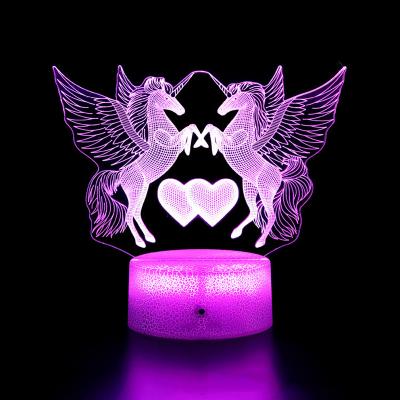 China Bedroom Color Changing Remote Control LED Kids Room Decor Lighting 3D Led Illusion Lamp Kids Light Up 3D Night Lights for sale