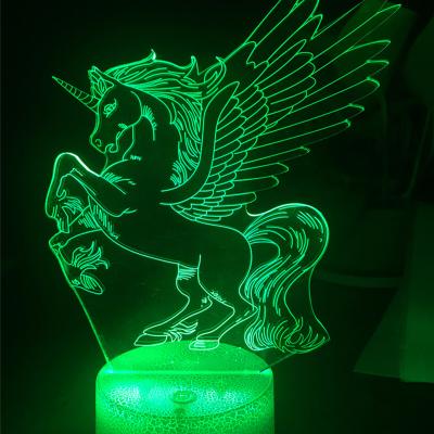 China Bedroom Bestselling 3D Night Light Hors 7 Color Changing Illusion Table Desk Lamp LED With Acrylic Plate Lamps for sale