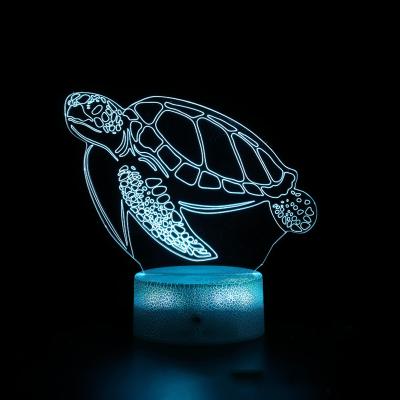 China Children's Bedroom 7 Colors With Remote Led Table Lamp Sea Turtle3d Illusion Lamps for sale