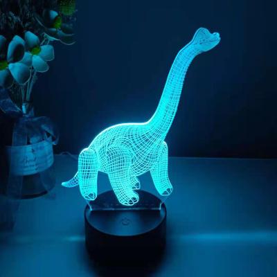 China Creative Acrylic Bedroom LED Light Source Dinosaur 3D Illusion Lamps Kids Baby 3D Night Lights for sale