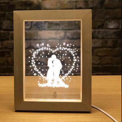 China Creative Lighting Bedroom Photo Frame Night Light 3D Illusion Table Photo Frame Lamps for sale