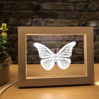 China Bedroom Wooden Photo Frame Light With Illuminate Acrylic Board Custom Picture For 3D Night Light Lamp for sale