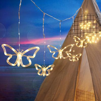 China Outdoor ON-OFF Solar Garland Decor Light Room Decoration LED String Lights Butterfly Curtain Light for sale