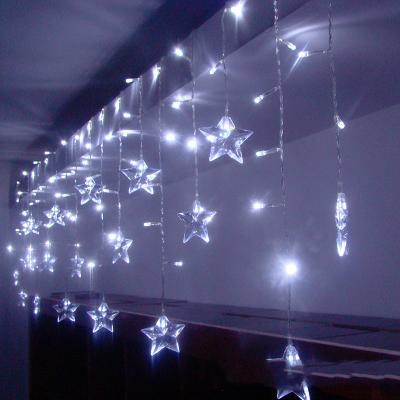 China LED Fairy Icicle Window String Light ON-OFF For Wedding Party Christmas Decoration Lighting Star Curtain Lights for sale