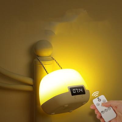 China Handheld Led Warm White Night Lights 5V USB Rechargeable Remote Control Blow Alarm Clock for Bedroom for sale