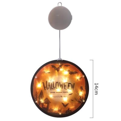 China Halloween Hanging 3D Copper Wire Pumpkin Room Decoration LED Suction Cup ON-OFF Painted Lamps for sale