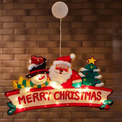 China LED ON-OFF Santa Window Silhouette Christmas Decoration Lights Merry Christmas 3D Painted Decoration Snowman Lights for sale