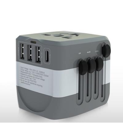 China 2 (KW) Travel Adapter , Universal International Power Adapter With 2.4A 4 USB AC Outlet Smart High Speed ​​Wall Charger Worldwide Plugs for sale