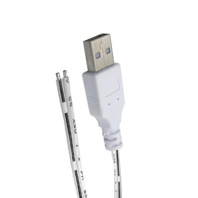 China Dual LED Lighting USB Male A Power Cord Parallel Cable 2468 With Tin On Tail for sale