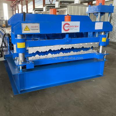 China Hotels Color Steel Iron Coated Trapezoidal Roofing Sheets Tile Roll Forming Machine Making Machine for sale