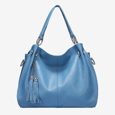 China Fashion Ladies 2021 New Arrival Genuine Leather Handbag Fashion Casual Tote Bags With Tassel Women's Real Leather Handbags for sale