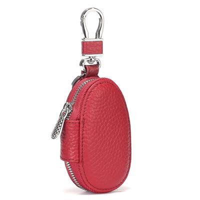 China Waterproof Customize Genuine Leather Car Key Chain Zipper Logo Key Case Unisex Key Chain Holder Case for sale