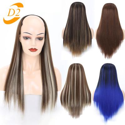 China Soft Soft Thick Women Remy Brazilian Straight Wig For Half Heat Resistant Heat Resistant Part 65cm Long Straight Synthetic U Shape Hair Wig Barely Shedding for sale