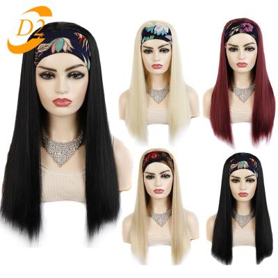 China Wholesale Women's Hairband Wig Straight Hair Glueless Brazilian Synthetic Wigs Barely Shedding Thick Straight Soft Long For Color Women Remy Full Machine Made for sale