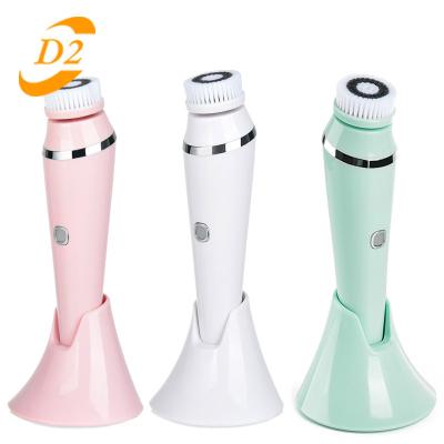 China Anti Puffiness 4 in 1 Rechargeable Electric Facial Cleansing Waterproof Rotation Sonic Exfoliating Face Scrubber Brush Kit Skin Care Brush Machine for sale